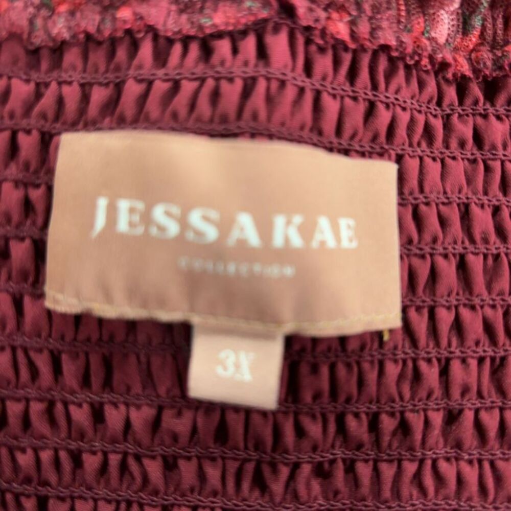 JessaKae Wine Red Ruffled Smocked Dress